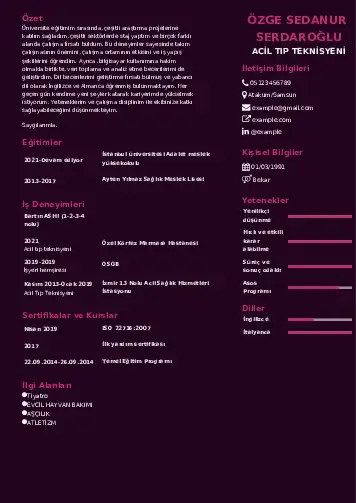 Acil Tıp Teknisyeni CV Örnekleri cv indir